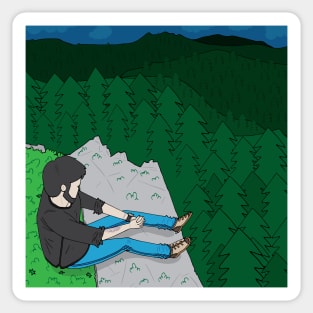 Looking over the mountains Sticker